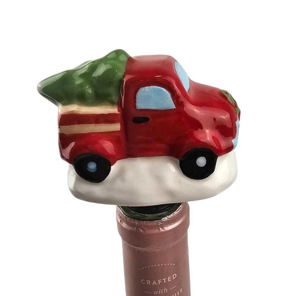 Christmas Wine Bottle Stoppers Red Truck Ornament Holiday Decor‎ Set